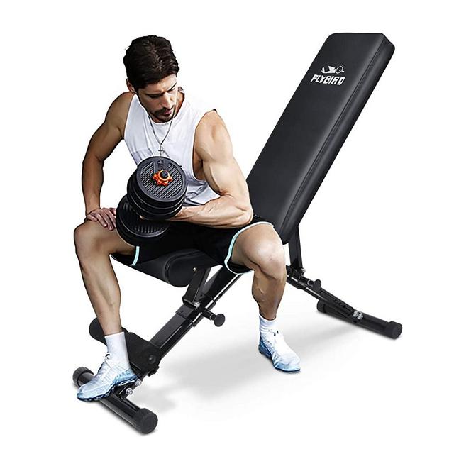 FLYBIRD Weight Bench, Adjustable Strength Training Bench for Full Body Workout with Fast Folding- 2020 Version