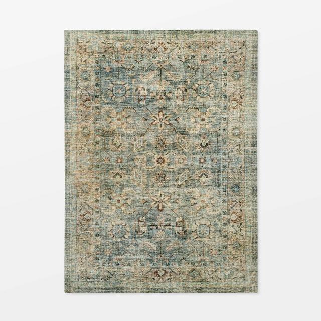 7'x10' Ledges Digital Floral Print Distressed Persian Green - Threshold™ designed with Studio McGee