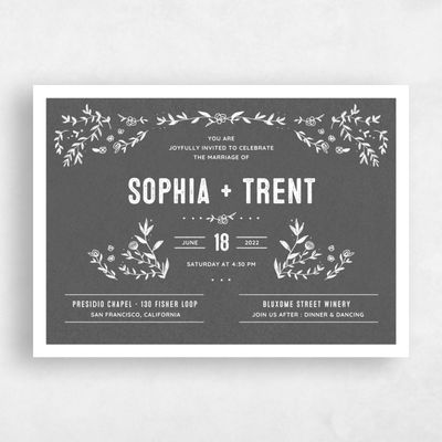 Gray, Grey Wedding Invitation - Humboldt Landscape