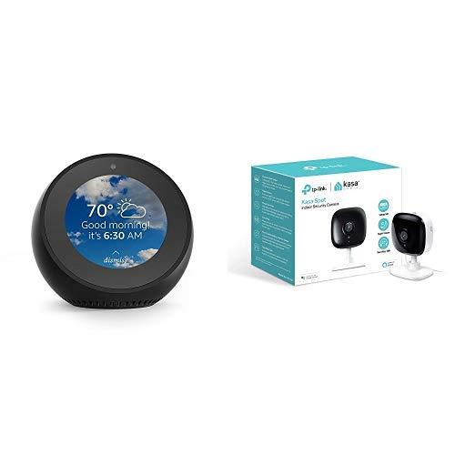 Echo Spot - Black Bundle with Kasa Indoor Smart Security Camera, 1080P HD with Night Vision