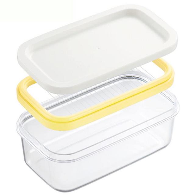 UNIVIVO Plastic Butter Cutter Slicer, Butter Dish Container with Lid for Fridge, Easy Cutting Two 4oz Sticks Butter