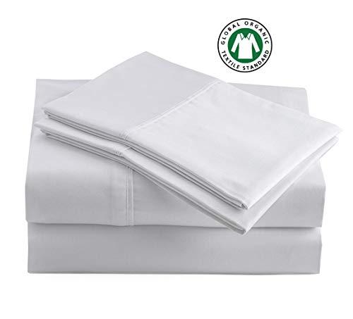 100% Organic Cotton High Rise King-Sheets Set, 4-Piece Pure Organic Cotton Long Staple Percale Weave Ultra Soft Best Bedding Sheets for Bed, Breathable, GOTS Certified, Fits Mattress Upto 17" Deep