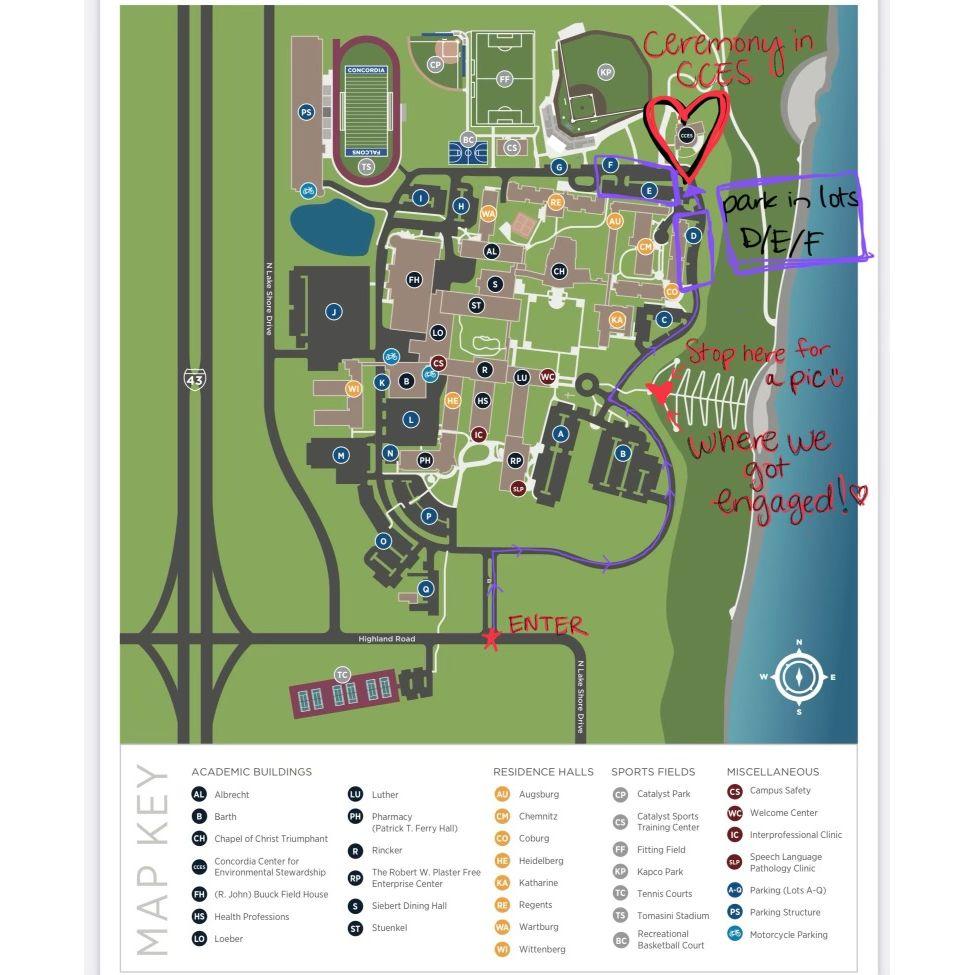 Map on Concordia to find the ceremony