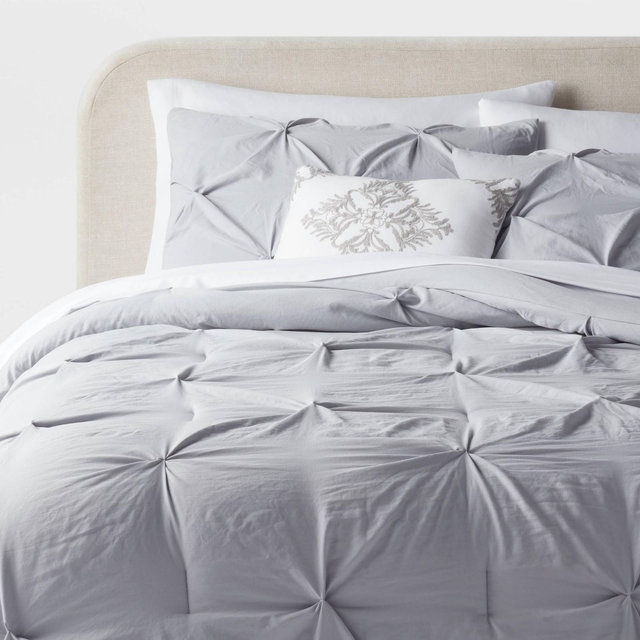 8pc King Pinch Pleat Comforter and Sheet Set Gray - Threshold™