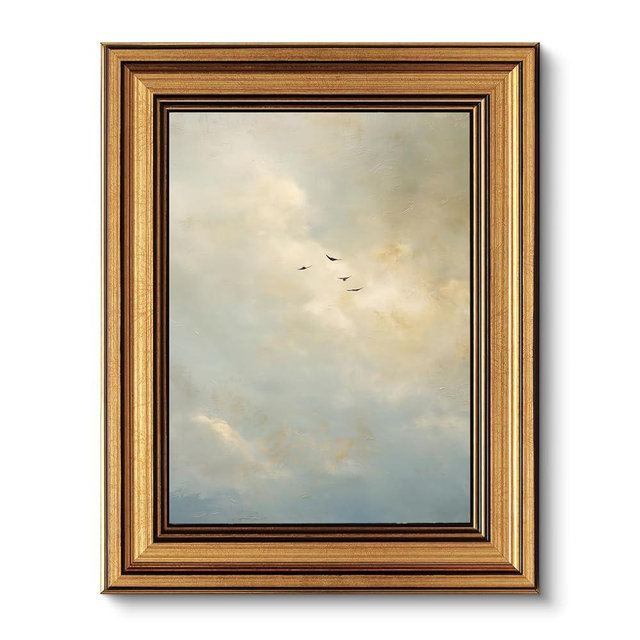 VIYYIEA Vintage Gold Framed Wall Art for Living Room,【Above The Clouds】-(10L x 8W)