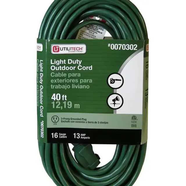 Shop Utilitech Utilitech 40-ft 16/3 3-Prong Outdoor Sjtw Light Duty General Extension Cord