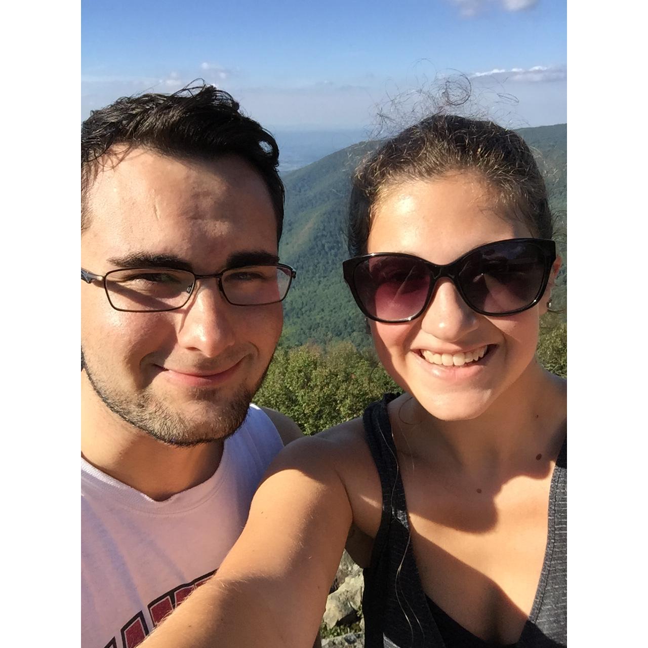 The couple spend much of their time outside, often hiking Shenandoah National Park. Not far from where they met at James Madison University