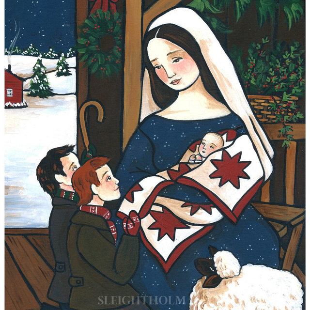 8x10 PRINT Adoration of the Shepherd christmas folk art