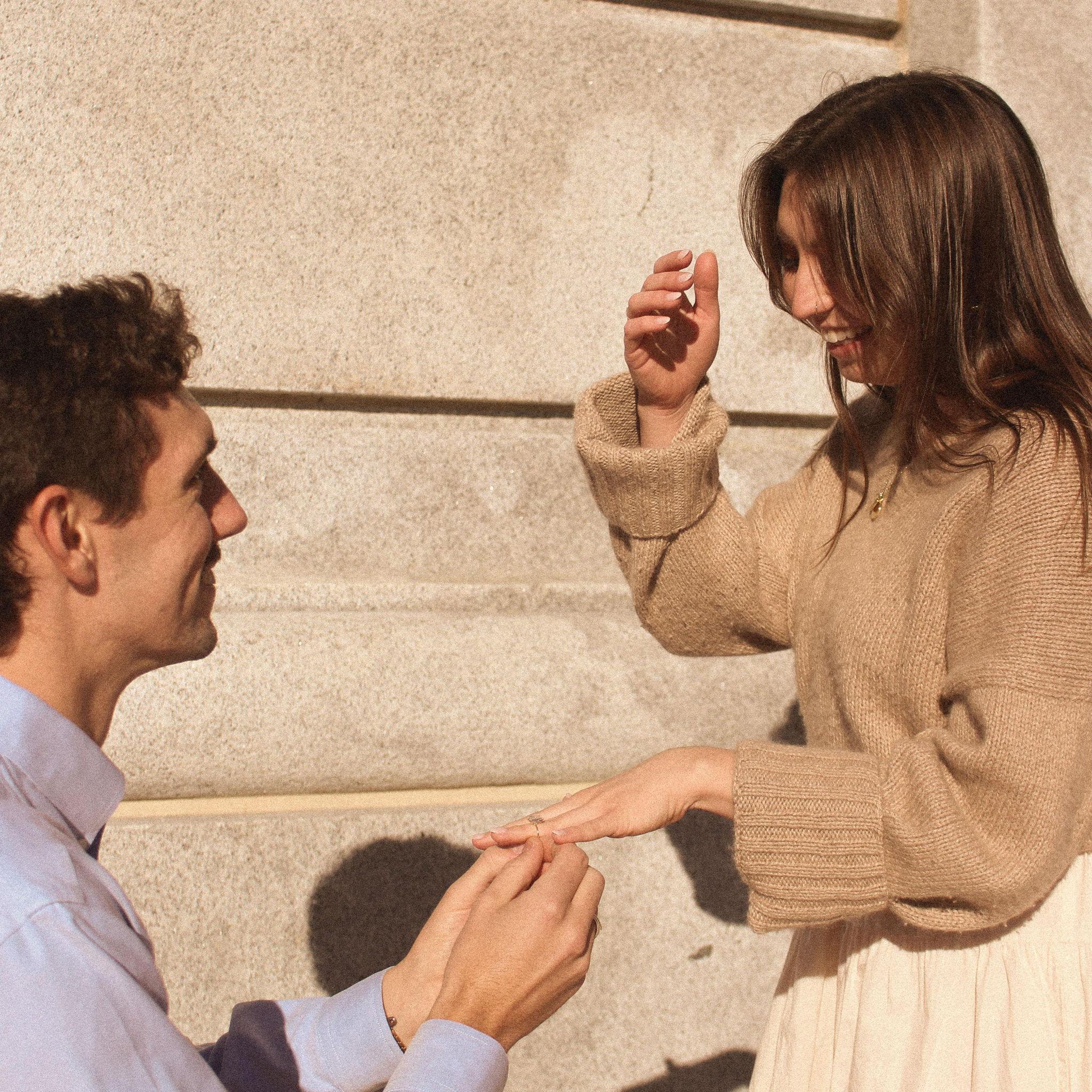 Nate proposed at the NC State Bell Tower