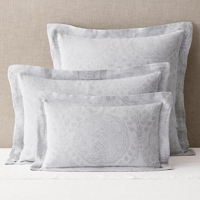 Castillo Medallion Cotton-Linen Sham, Standard Size, White/Mist Color