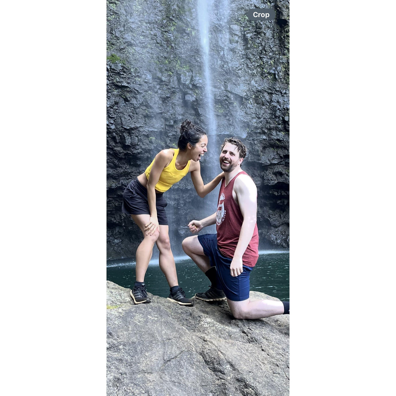 Posing for proposal photos after our engagement.