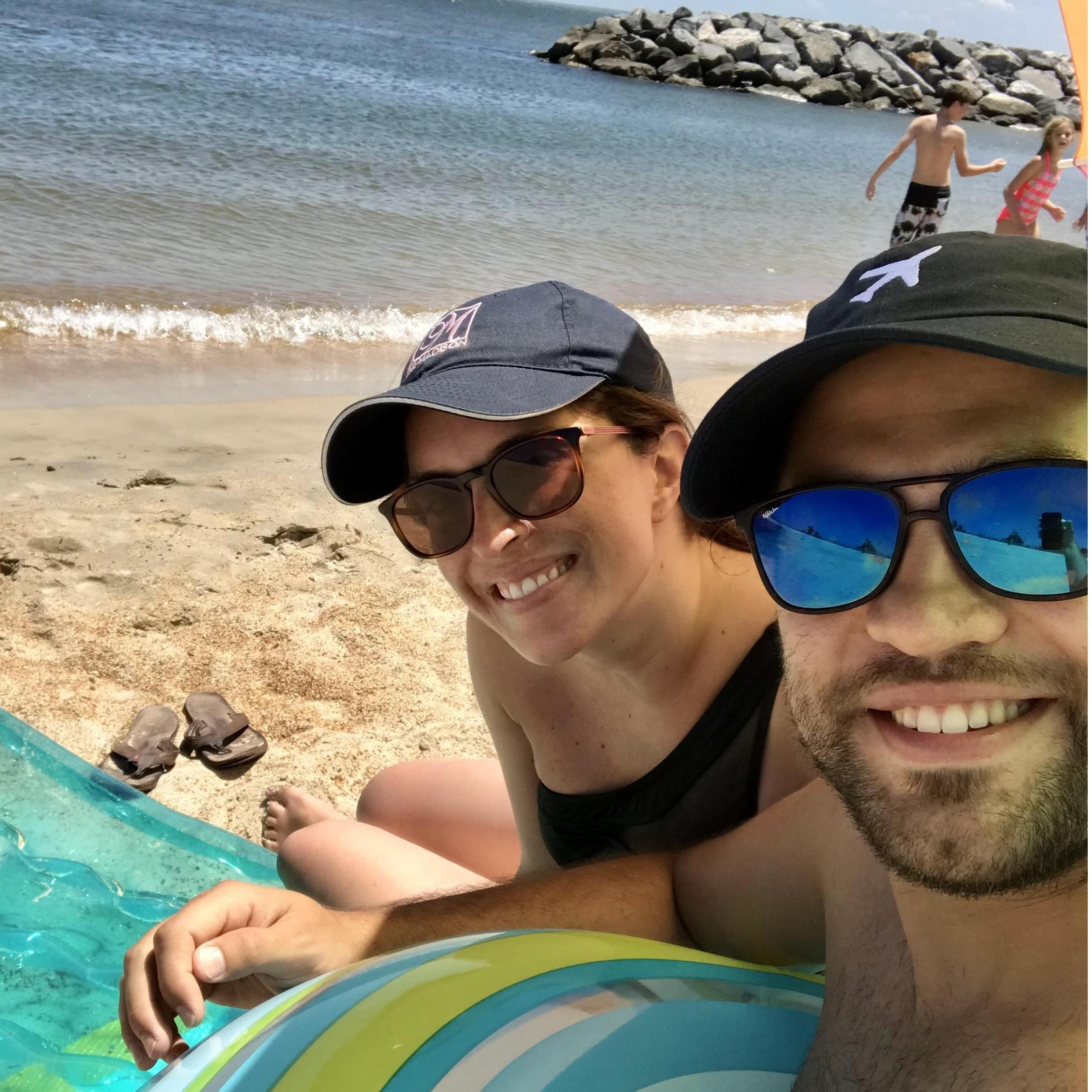Soaking up the sun and avoiding jellyfish in Fort Monroe, Virginia...one of our favorite places.
