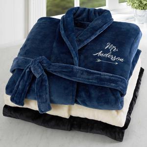 Mr. Embroidered Luxury Fleece Robe