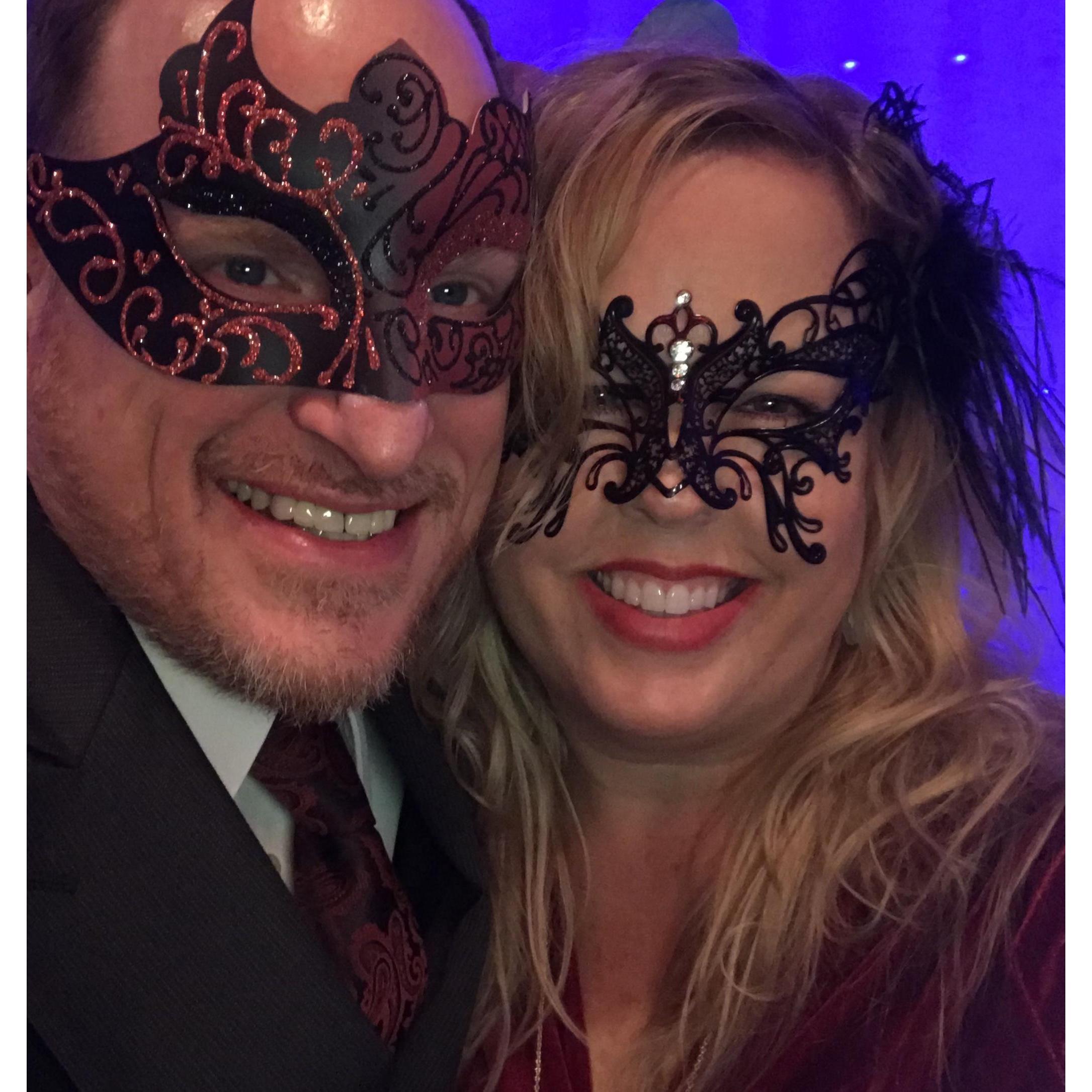 Our first masquerade.  We pretended that we were in Seattle celebrating our 25 wedding anniversary.  I was a sex therapist, he was a novelist.