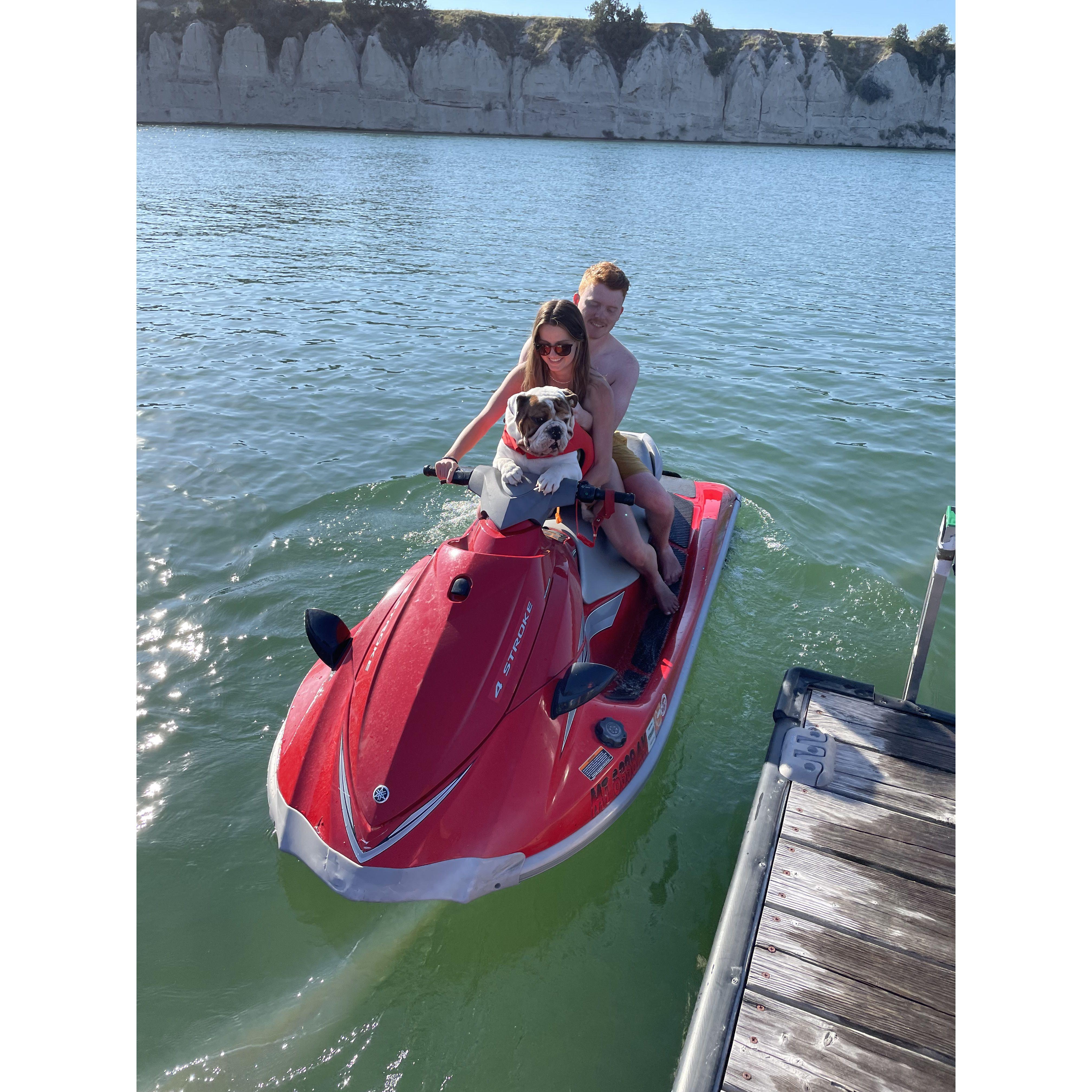 Winston's first wave runner ride in Montana!