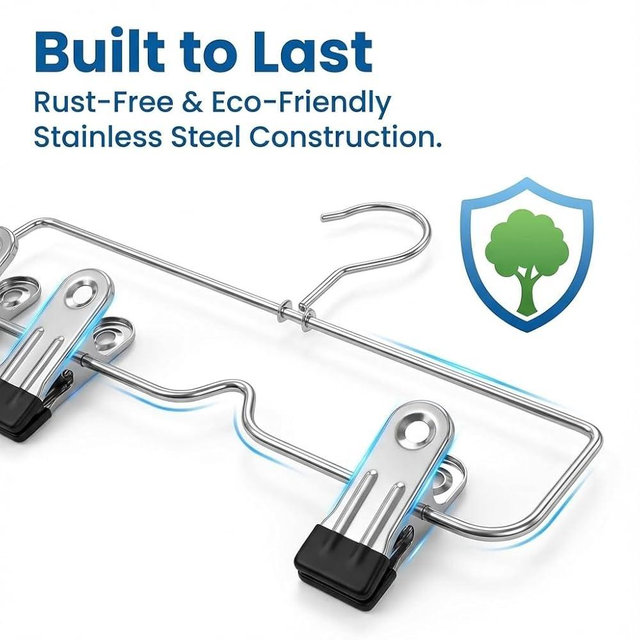 USTECH 6 Tier Skirt Hangers with Clips | Space Saver Closet Organizer | Rust-Free Stainless Steel Pant Hangers for Pants, Shorts, Skirts | Multi Hangars Space Saving | 5 Pack