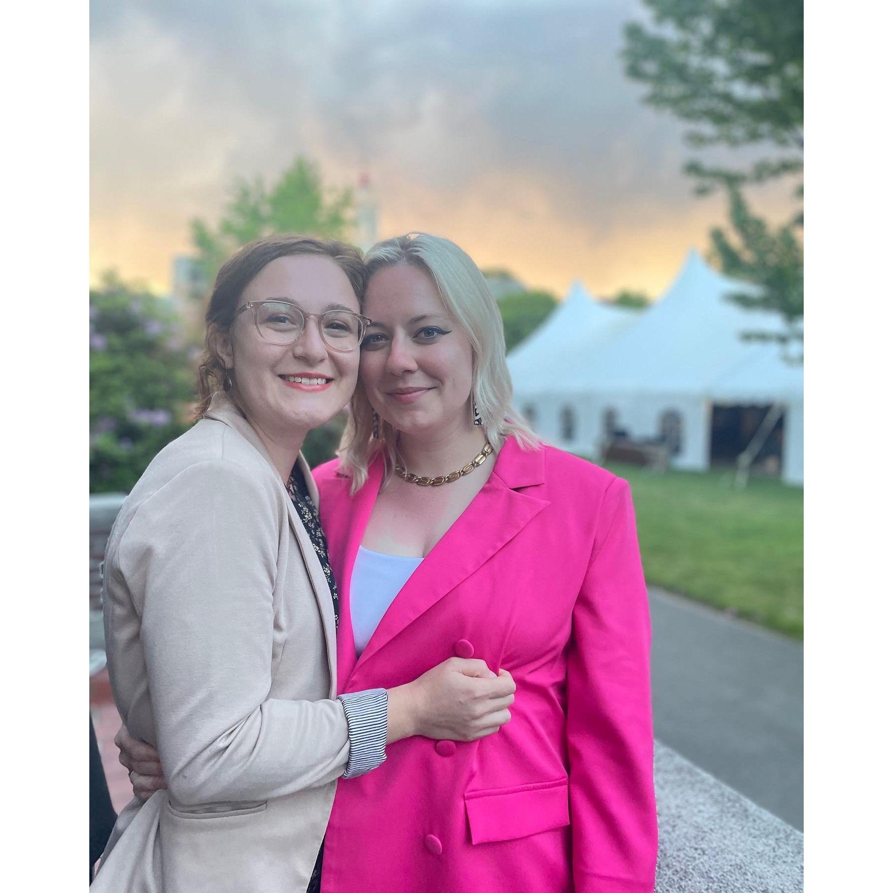 At Sam's college reunion. She went to a small liberal arts school outside of Boston. No, not Tufts.
