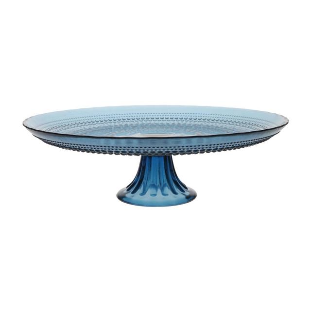 13" Blue Glass Jupiter Cake Stand Blue - Fortessa Tableware Solutions