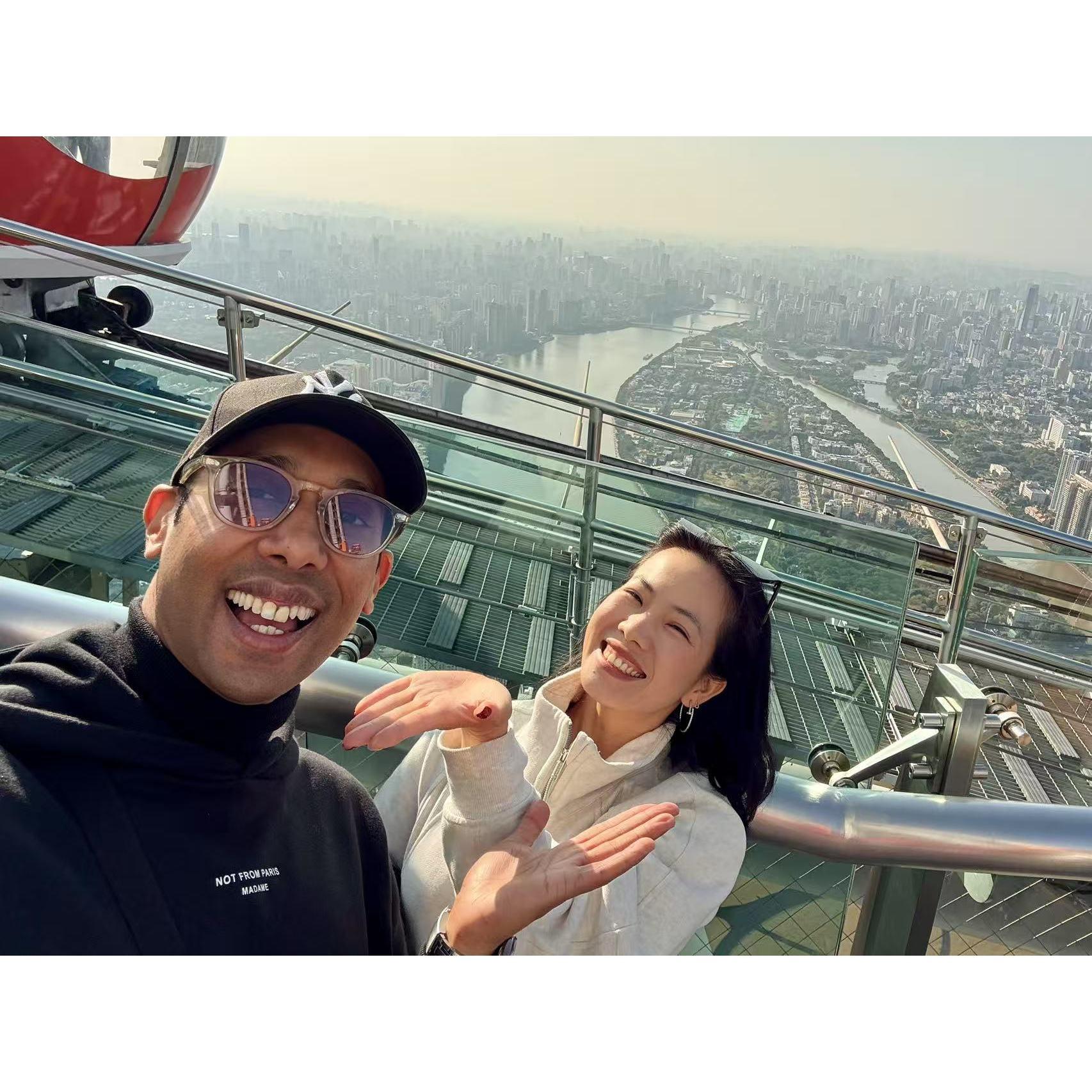 "Together at the top — in love and in life." Every view is better when we’re side by side, laughing our way through the clouds.