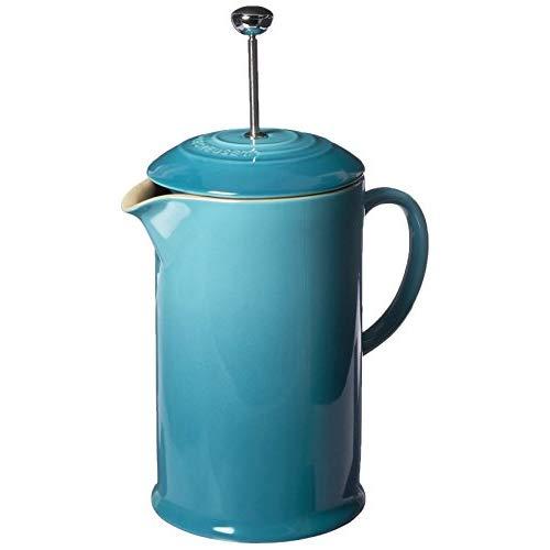 Le Creuset PG8200-1017 Stoneware French Press Coffee Maker, 27 oz, Caribbean