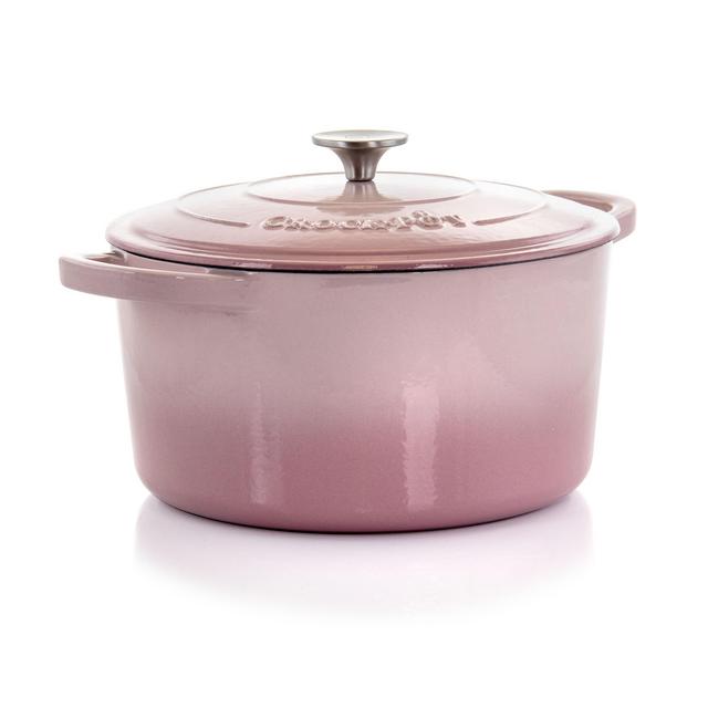 Crock-Pot Artisan 2 Piece 7 Quarts Enamled Cast Iron Dutch Oven in Blush Pink