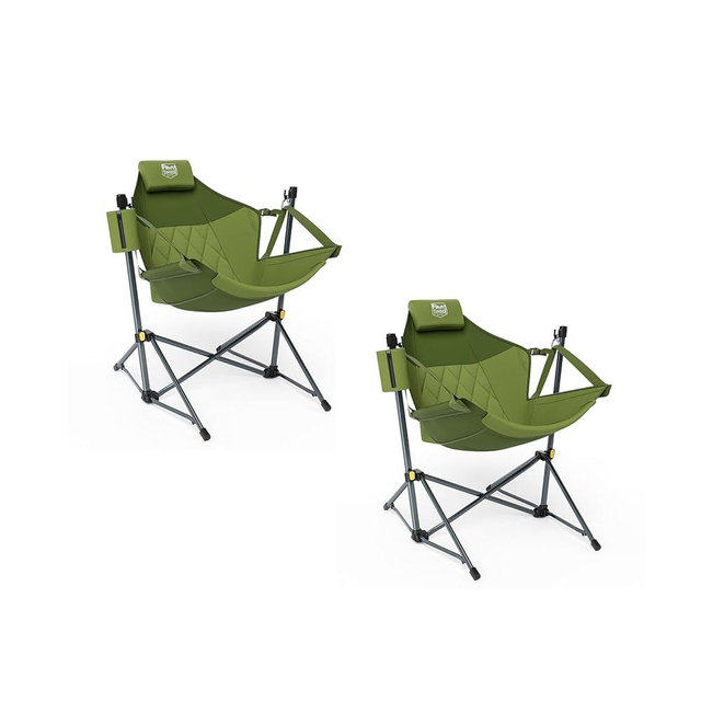 TIMBER RIDGE Hammock Camping Chair with Adjustable Backrest, Heavy Duty Folding Hammock Chair Supports 300lbs, Portable Hammock Chair for Camping, Travelling and Patio, Green 2 Pack