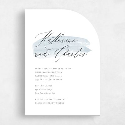 Blue Half arch Wedding Invitation - Violin Stroke