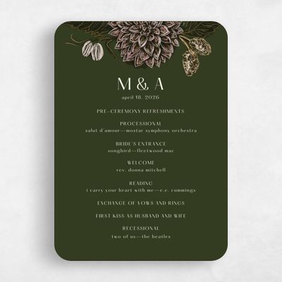 Green Rounded Wedding Program - Harlow