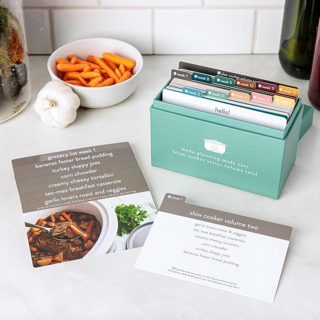 Meal Planner with 72 Photo Recipe Cards (Slow Cooker Vol 2) - Weekly Menu Planner | Recipe Box | 12 Reusable Grocery Lists | 5 Blank Cards | Card Protectors | Easy Recipe Ideas with Pictures