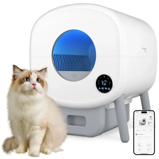Cumrige Self Cleaning Litter Box,Large Capacity Automatic Cat Litter Box Self Cleaning for Multiple Cats with App Control and Safety Protection.