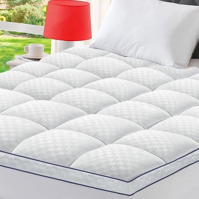 Bedluxury Queen Mattress Topper Extra Thick Pillowtop Mattress Pad Cover Cooling and Plush with 8-21 Inch Deep Pocket 3D Snow Down Alternative Fill