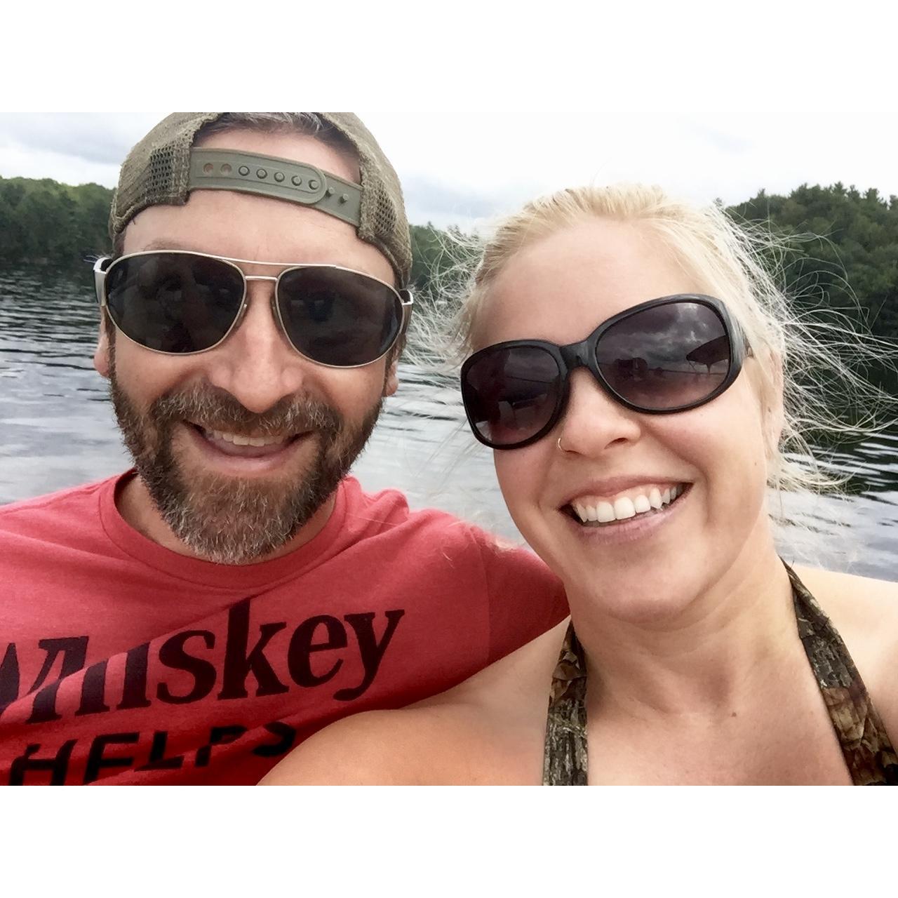 Cruising on the gorgeous Great East Lake in New Hampshire.