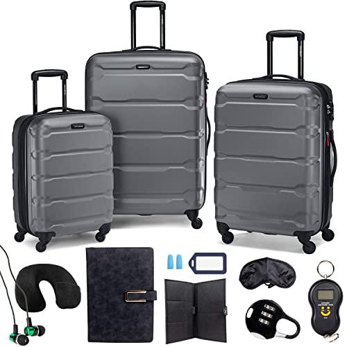 Samsonite Omni Hardside Nested Luggage Spinner Set, Charcoal w/ 10pc Accessory Kit