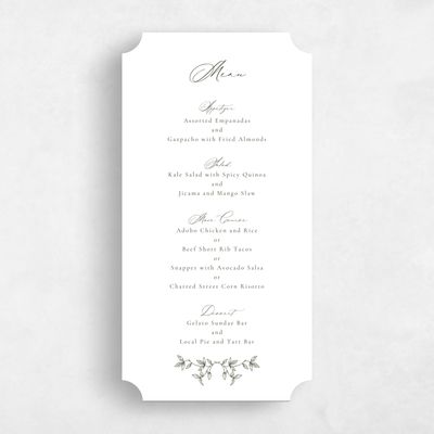 White Ticket Wedding Menu - Taylan