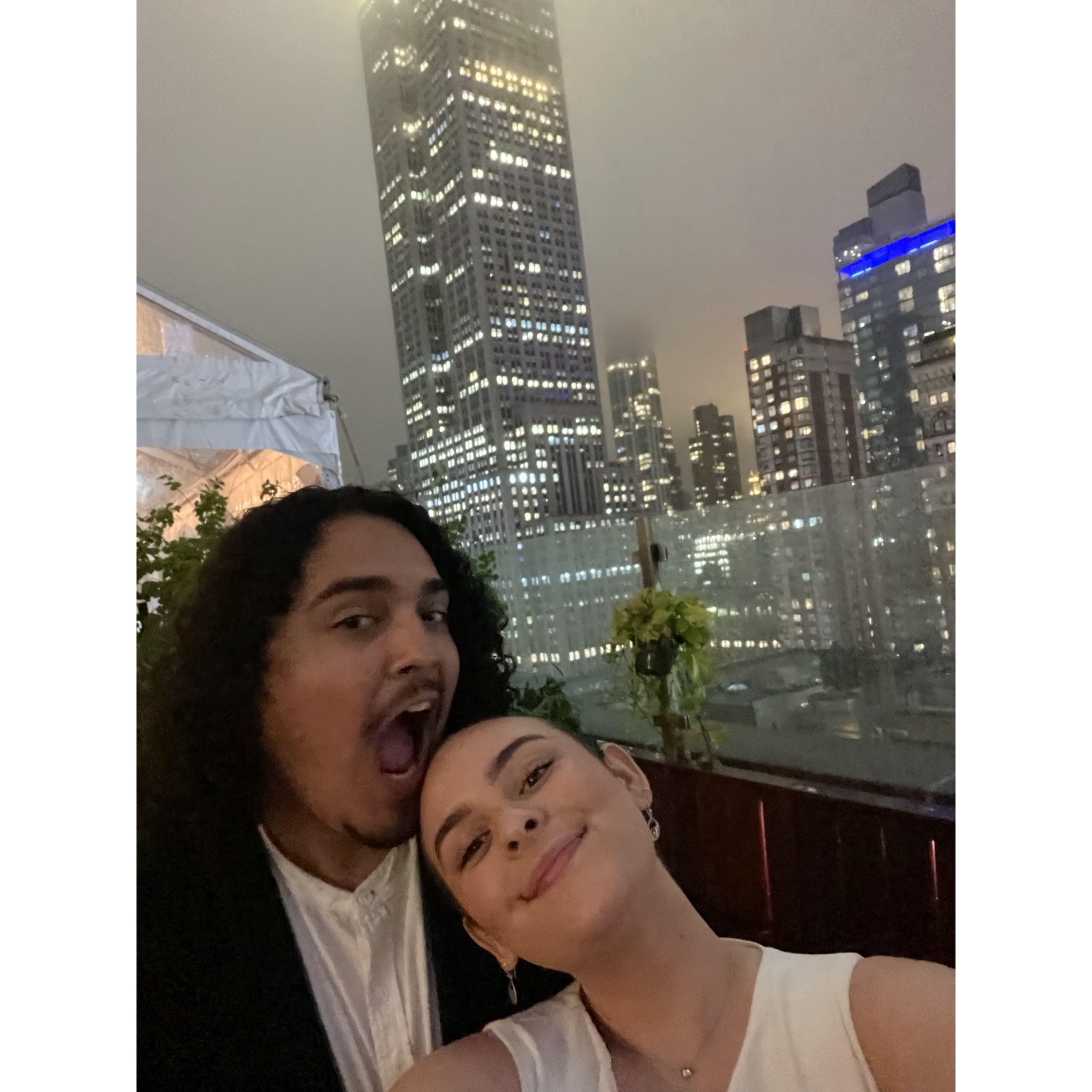 Foggy rooftop under the Empire State Building