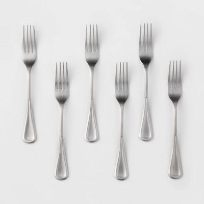 6pk Stainless Steel Olisa Satin Dinner Forks - Threshold™