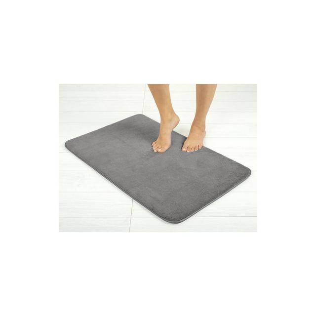 American Soft Linen Fluffy Foamed Non Slip Bath Rug, 21 in 32 in Bath Rugs for Bathroom, 100% Polyester Bath Mat Rugs, Grey