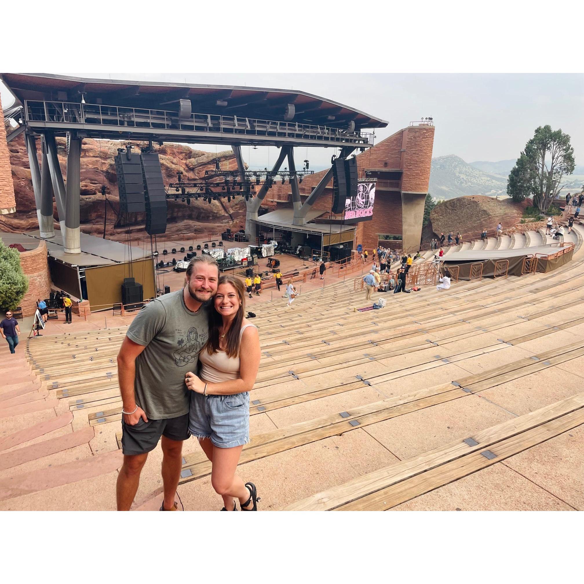 This was taken the day before we got engaged! We went to a Jason Isbell concert at Red Rocks Amphitheater in CO.