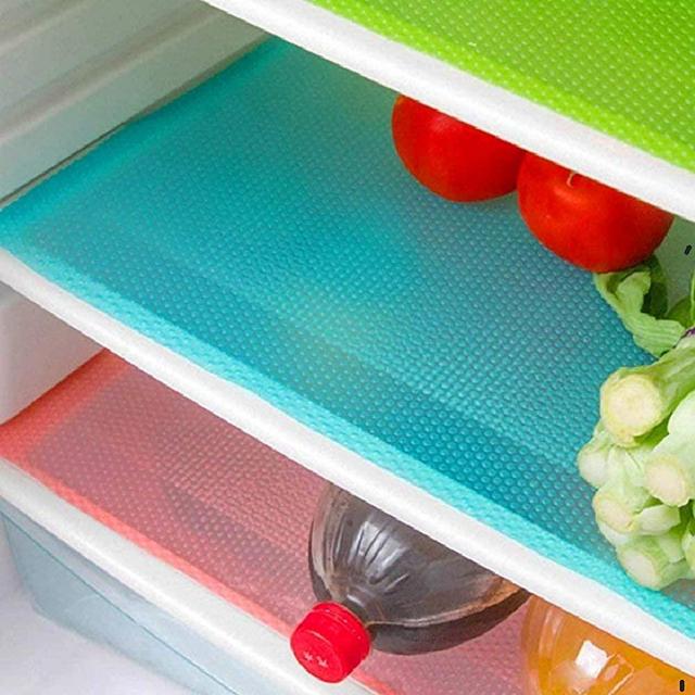 FinalNest 12Pcs Refrigerator Mats, Waterproof Non-Slip EVA Refrigerator Liner Pads Drawers Shelves Cabinets Storage Kitchen and Placemats(12Pack: 12x Transparent)