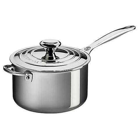 Le Creuset® 4-Quart Tri-Ply Stainless Steel Covered Saucepan