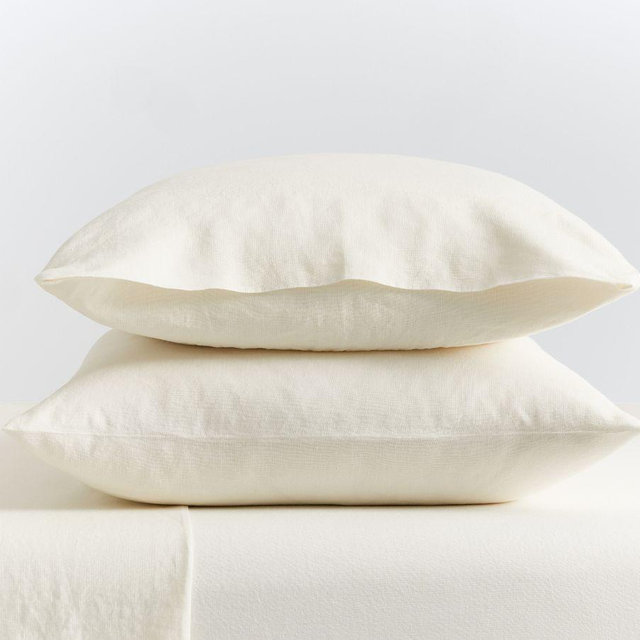 Classic Belgian Flax Linen Pillowcases, Classic Ivory, King, Set of 2
