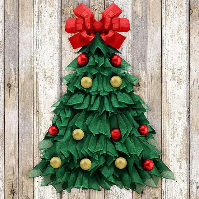 Christmas Wreath - 24 Inch Handmade Large Xmas Tree Wreath - Holiday Decorations for Home Front Door Window Wall Farmhouse Indoor Outdoor