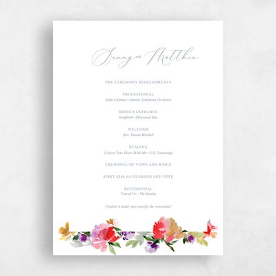 Multi-Colored Wedding Program - Springboro