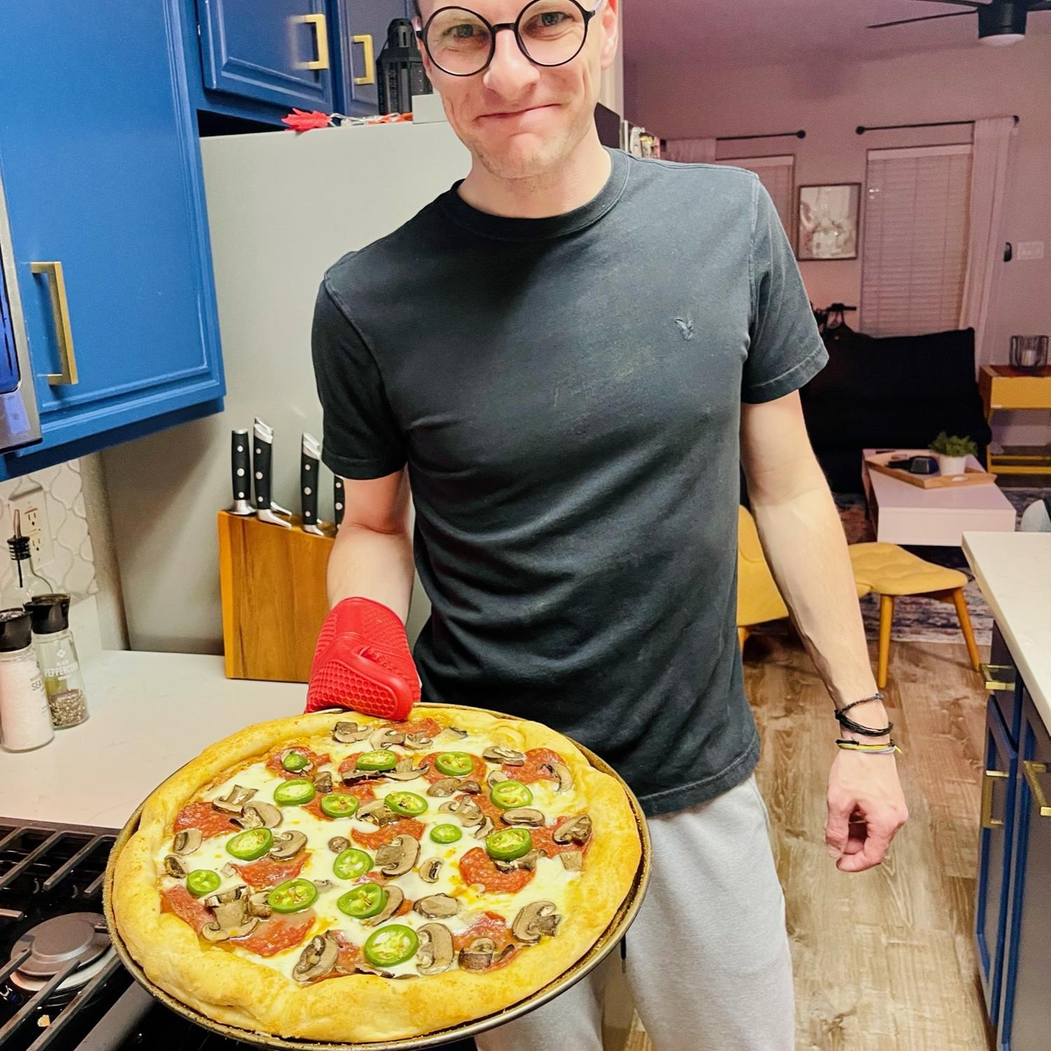 Our second date - we (mostly Angelo) made homemade pizza!