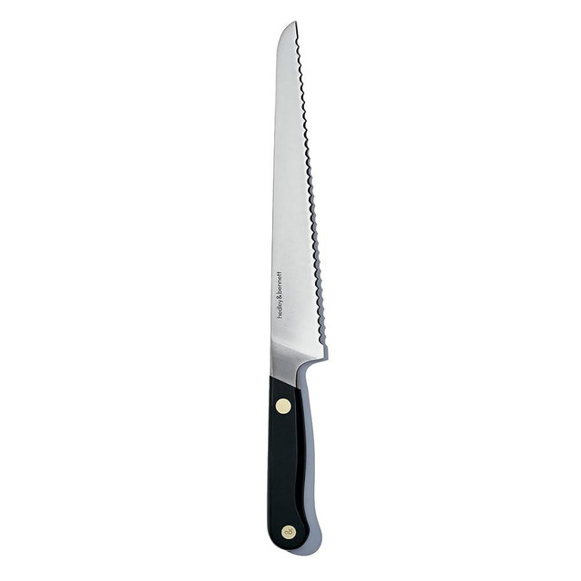 hedley & bennett Bread Knife - 8.6 Inches German High Carbon Stainless Steel, Ultra Sharp Serrated Blade for Homemade Bread, Cakes & Pastries - Caviar (Black)
