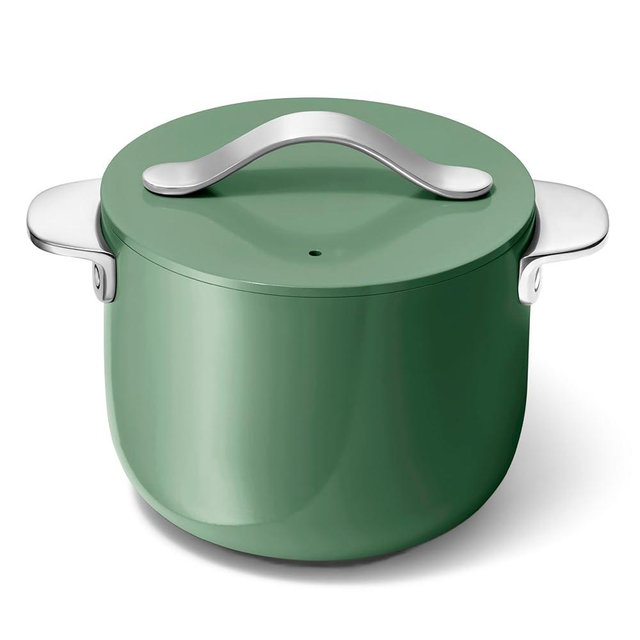 Caraway Petite Cooker - 2 Qt Ceramic Coated Pot - Free From Forever Chemicals - Perfect for Rice, Grains, or Sauces - Sage