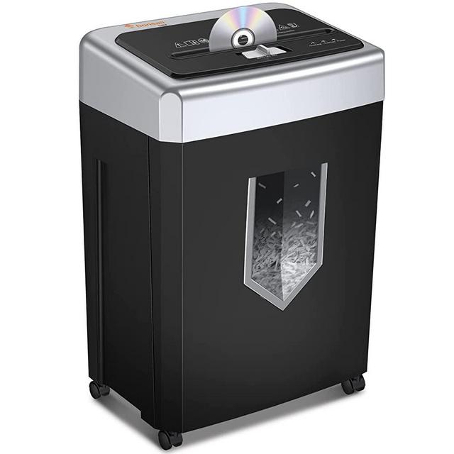 bonsaii 40-Minute Paper Shredder, 14-Sheet Cross-Cut Shredder for Office Heavy Duty, Shreds CDs/Credit Card/Staple/Clip with 4 Casters(Upgrade)