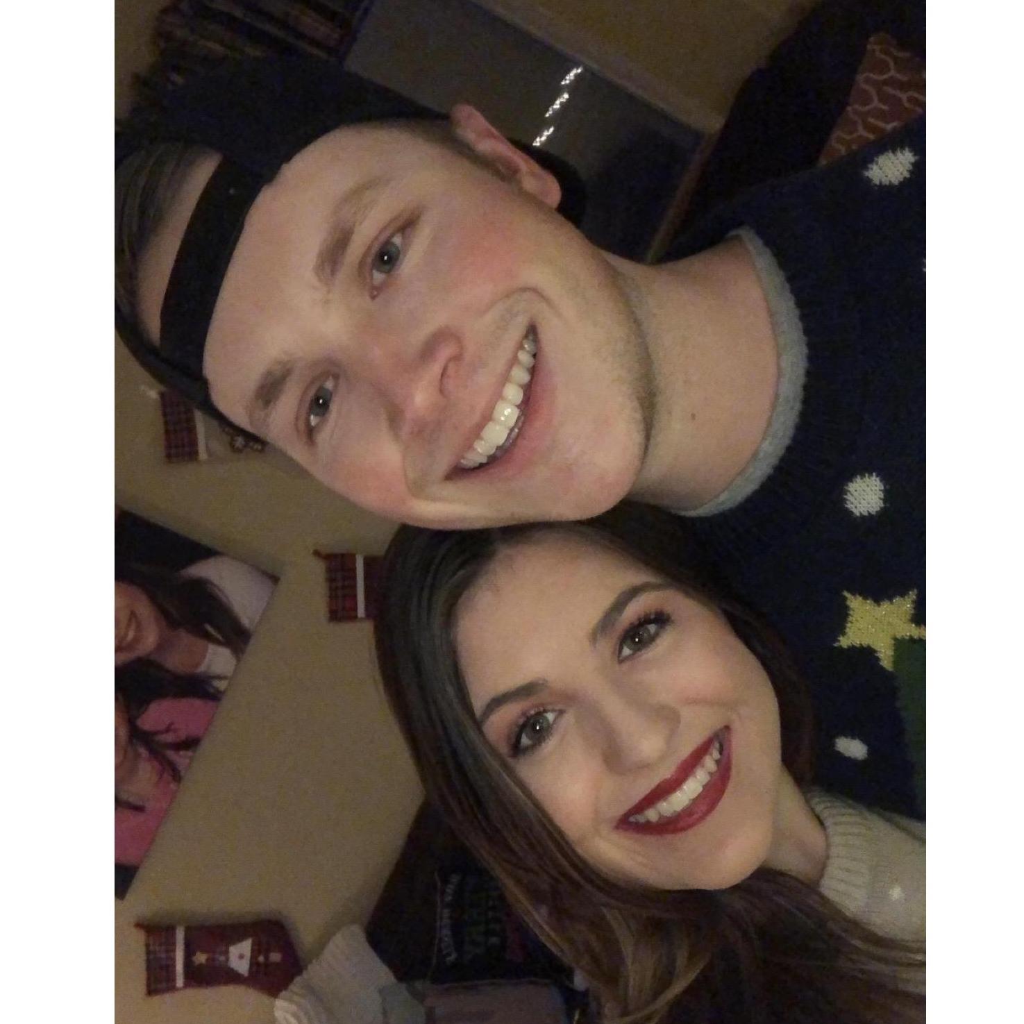 December 2019, our first annual ugly sweater party. I was surprised I got Trevor to participate in wearing a sweater but, to my surprise, it's now one of his favorite events of the year!
