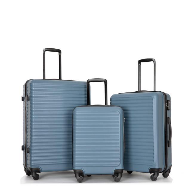 3 PCS Hardshell Luggage Set, ABS Lightweight Spinner Suitcase with TSA Lock , Blue-ModernLuxe
