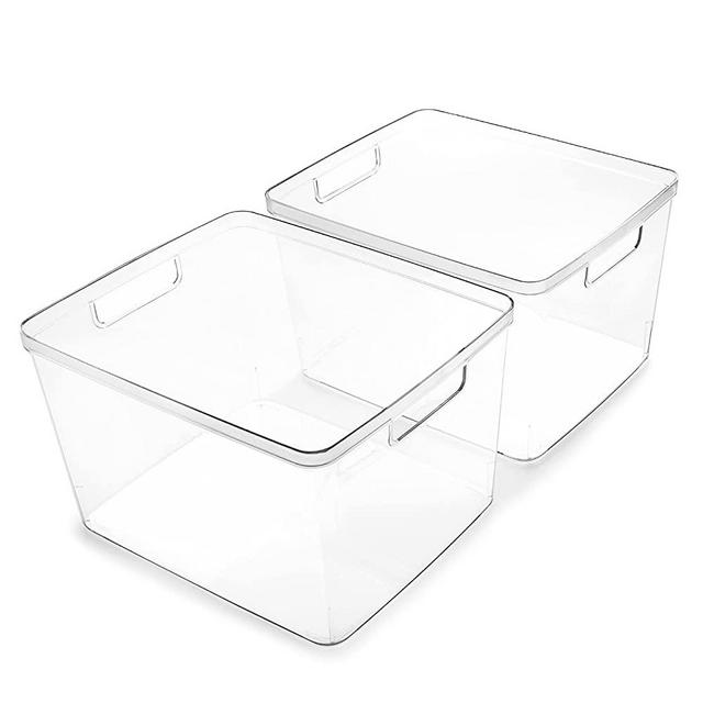 BINO | Plastic Storage Bins, Large - 2 Pack | THE LUCID COLLECTION | Multi-Use Organizer Bins | Built-In Handles | BPA-Free | Pantry Organization | Home Organization | Fridge Organizer | Freezer Org